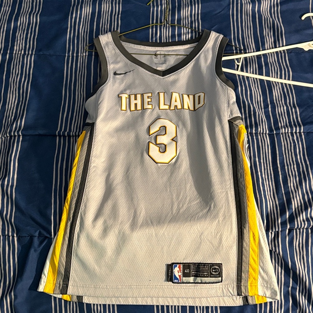 Nike Gray and Yellow 'The Land' Basketball Jersey